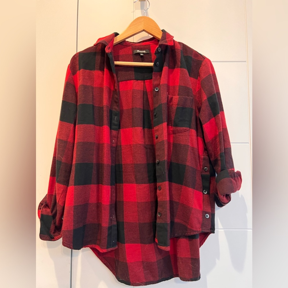 Madewell Red Flannel with Buttons on sides